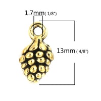 Image 2 of Pine Cone Charms Antique Gold Nature Inspired Pinecone Pendants 13x7mm 10 pcs F160B