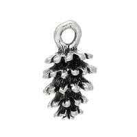 Image 1 of Pine Cone Charms Pendants Antique Silver Double Sided Pinecone 15x8mm 10 pcs F296