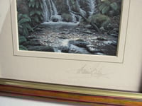 Image 5 of Framed Vintage Art Print,'Tranquility' by Maurice Bishop, Artist Signed, Woodland Stream Waterfall