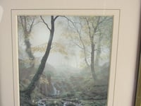 Image 4 of Framed Vintage Art Print,'Tranquility' by Maurice Bishop, Artist Signed, Woodland Stream Waterfall