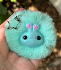 Image 2 of Floof Bunny Keychain Aqua