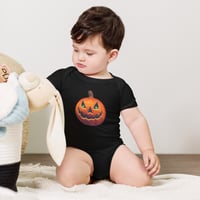 Image 3 of Baby Short Sleeve Onesie - Classic Jack O Lantern