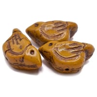 Image 2 of Bird Beads Yellow Gold with a Bronze Finish 11x22mm Czech Glass Beads 2 beads #765