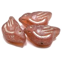 Image 2 of Bird Beads Matte Transparent Rosewood with a Gold Wash 11x22mm Czech Glass Beads 2 beads #723