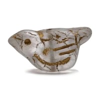 Image 1 of Bird Beads Matte Transparent Glass with AB Finish/Gold Wash 11x22mm Czech Glass Beads 2 beads #781