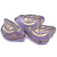 Image 2 of Bird Beads Matte Thistle with a Gold Finish 11x22mm Czech Glass Beads 2 beads #764