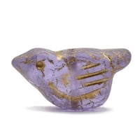 Image 1 of Bird Beads Matte Thistle with a Gold Finish 11x22mm Czech Glass Beads 2 beads #764