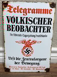 Image 1 of Inter-War (Nazi Germany) Enamel NSDAP Newspaper Advertising Sign - Replica