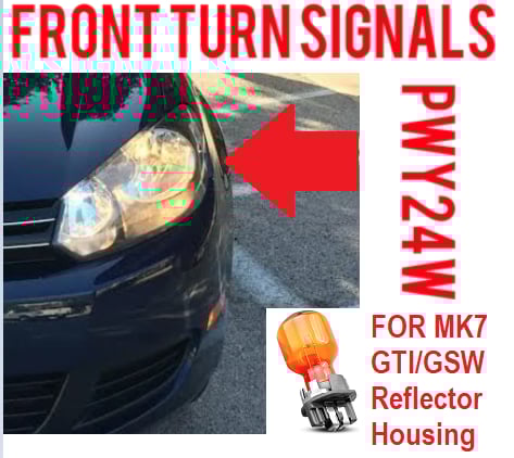 Image of PWY24W Front Turn Signals for Halogen Housings Error Free - Fits: MK7 GTI / Golf / ALLTRACK / GSW
