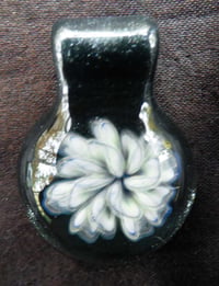 Image 1 of Pyrex Glass Flower on sparkle background pendant / keychain / zipper pull / light switch chain pull
