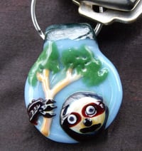 Image 1 of Handmade in USA, pyrex glass sloth keychain / pendant / ornament gift for her gifts jewelry ornam...