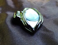 Image 2 of Glass pendant necklace blind eye,  Large 1 and 3/4 inch. Black with white highlight shadowy eyeli...