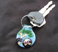 Image 2 of Handmade in USA, pyrex glass sloth keychain / pendant / ornament gift for her gifts jewelry ornam...