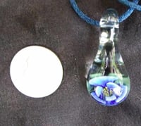Image 2 of Hand blown flower drop pendant. Comes with satin cord in the color of your choosing / keychain / ...