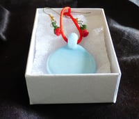Image 3 of Glass rose pendant and earings set. Handmade here in the USA. Solid Borosilicate glass