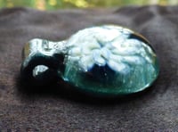 Image 4 of Pyrex Glass Flower on sparkle background pendant / keychain / zipper pull / light switch chain pull