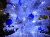Image 4 of Pre-lit 3 ft. Christmas tree with hand blown glass ornaments 3ft white artificial