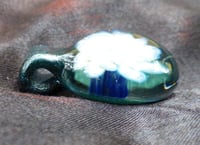 Image 5 of Pyrex Glass Flower on sparkle background pendant / keychain / zipper pull / light switch chain pull