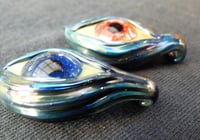 Image 4 of Glass eye pendant with satin cord of your choice. Hand made in USA boro white flecked red iris wi...