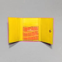 Image 2 of TRIFOLD WALLET w/ SNAP – ROUILLE & YELLOW w/ EXOTIC ACCENTS