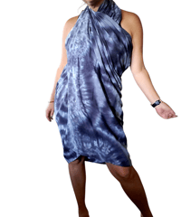 Image 1 of One-of-a-Kind 44β x 86β Rayon Sarong- Black and Grey