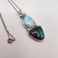 Image 1 of Larimar & Hubei Turquoise Pendant – Sterling Silver