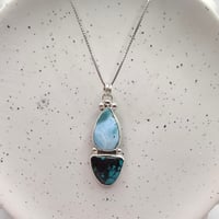 Image 2 of Larimar & Hubei Turquoise Pendant – Sterling Silver