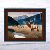 King Of The Valley Elk Quilt Panel By MDG Fabrics