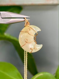 Image 1 of Prehnite Gold Moon Necklace 