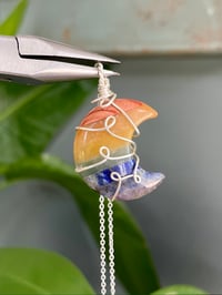 Image 1 of Seven Chakra Silver Moon Necklace