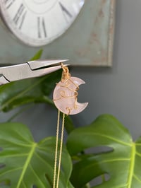 Image 2 of Rose Quartz Gold Moon Necklace 