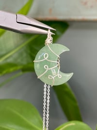 Image 1 of Green Aventurine Silver Moon Necklace