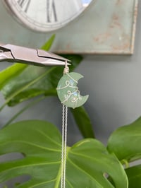 Image 3 of Green Aventurine Silver Moon Necklace