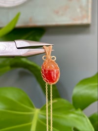 Image 1 of Gold Carnelian  Oval  Crystal Necklace 