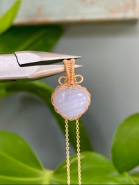 Image 1 of Gold Blue Lace Agate Heart Crystal Necklace