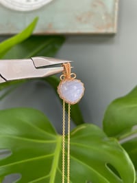 Image 2 of Gold Blue Lace Agate Heart Crystal Necklace