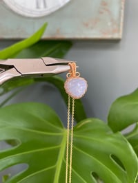Image 4 of Gold Blue Lace Agate Heart Crystal Necklace