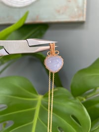 Image 3 of Gold Blue Lace Agate Heart Crystal Necklace