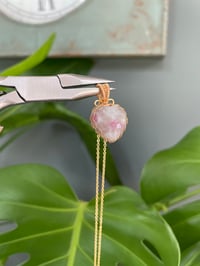 Image 3 of Gold Plum Tourmaline Heart Crystal Necklace
