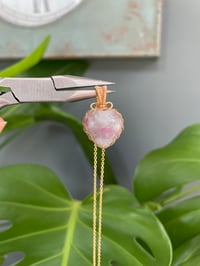 Image 2 of Gold Plum Tourmaline Heart Crystal Necklace