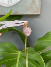 Image 5 of Gold Plum Tourmaline Heart Crystal Necklace