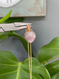Image 4 of Gold Plum Tourmaline Heart Crystal Necklace