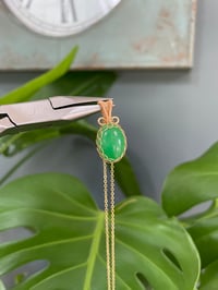 Image 2 of Gold Green Agate Oval Crystal Necklace