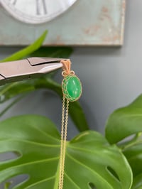 Image 3 of Gold Green Agate Oval Crystal Necklace
