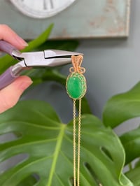Image 5 of Gold Green Agate Oval Crystal Necklace