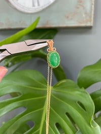 Image 4 of Gold Green Agate Oval Crystal Necklace