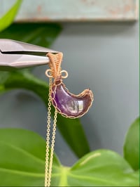 Image 1 of Gold Amethyst Moon Crystal Necklace