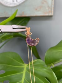 Image 3 of Gold Amethyst Moon Crystal Necklace