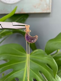 Image 4 of Gold Amethyst Moon Crystal Necklace