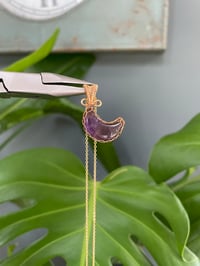Image 5 of Gold Amethyst Moon Crystal Necklace